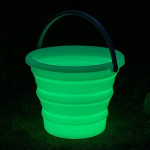 18 Luminous Glowing Collapsible Bucket Silicone Folding Water Pail Glow In Dark Portable Basin Nighttime Camping Fishing Party