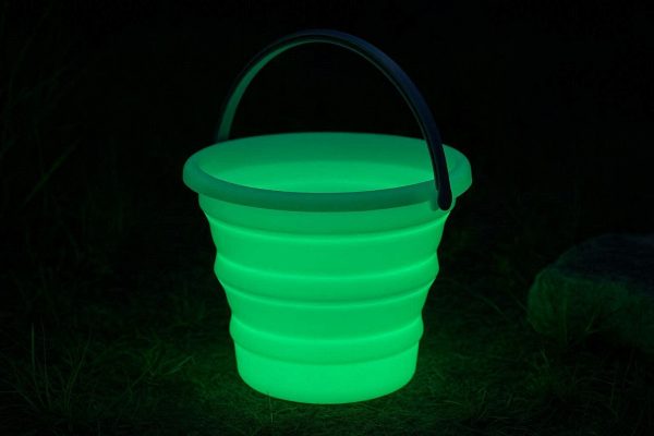 Luminous Glowing Collapsible Bucket Silicone Folding Water Pail Glow In Dark Portable Basin Nighttime Camping Fishing Party