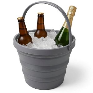 19 Insulated Collapsible Ice Bucket Silicone Folding Drink Chiller With Carrying Handle Portable Beer Wine Champagne Tub Cooler