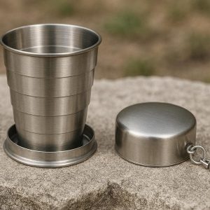 2 Folding Stainless Steel Travel Cup Portable Metal Collapsible Drinking Mug Lightweight Pocket Flask For Outdoor Hiking