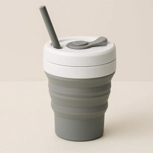 3 Collapsible Coffee Cup Silicone Portable Folding Travel Mug Leak Proof Pocket Drinking Tumbler With Straw Heat Resistant