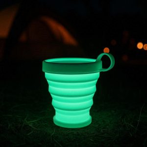 8 Luminous Glowing Collapsible Cup Silicone Folding Travel Mug Glow In Dark Portable Water Bottle Nighttime Camping Party