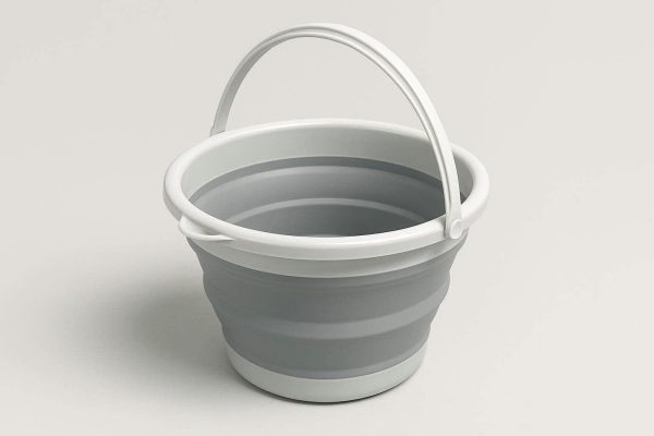Collapsible Silicone Bucket Portable Folding Water Pail With Handle Lightweight Plastic Basin For Camping Hiking Fishing Cleaning
