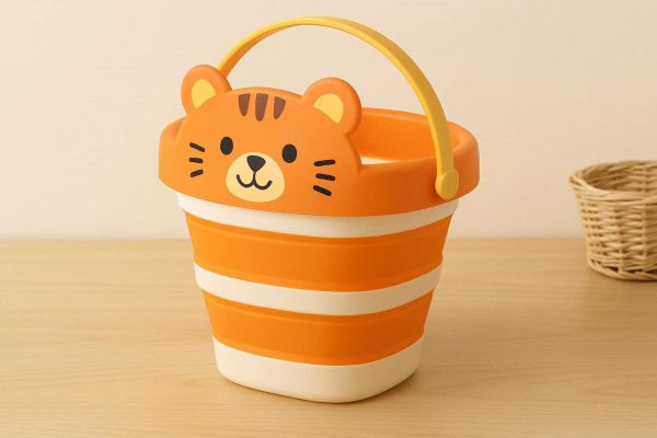 Cute Cartoon Animal Collapsible Bucket Plastic Folding Water Pail Portable Beach Toy Storage Container Pack For Kids