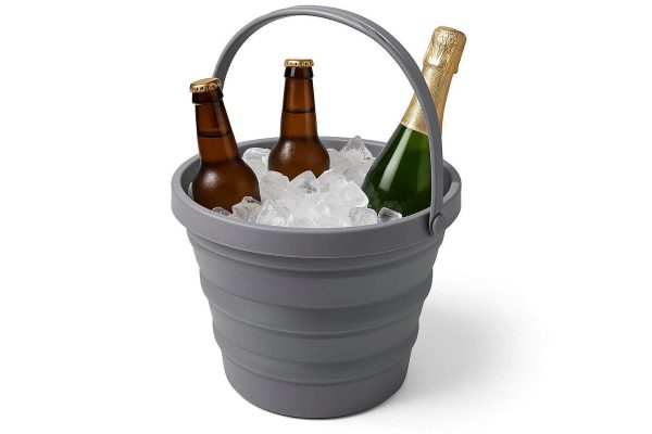 Insulated Collapsible Ice Bucket Silicone Folding Drink Chiller With Carrying Handle Portable Beer Wine Champagne Tub Cooler