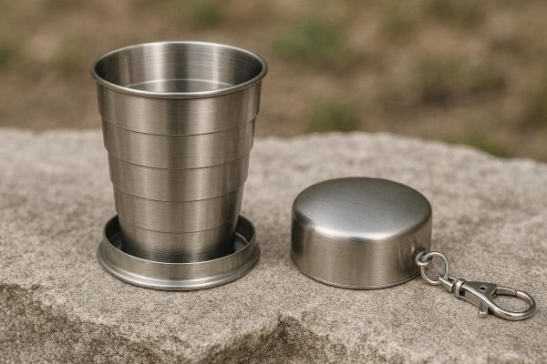 Folding Stainless Steel Travel Cup Portable Metal Collapsible Drinking Mug Lightweight Pocket Flask For Outdoor Hiking