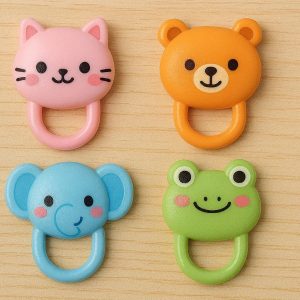 Cute Cartoon Animal Mini Carabiner Colorful Plastic Keychain Clip Small Snap Hook Buckle Decorative Ornament Kids Toy
