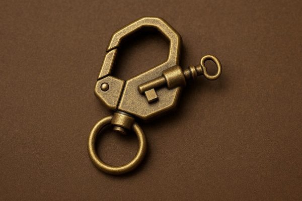Brass Mini Carabiner Vintage Manual Lock Keychain Clip Small Geometric Snap Hook Ring Tool For Luxury Business Keyring