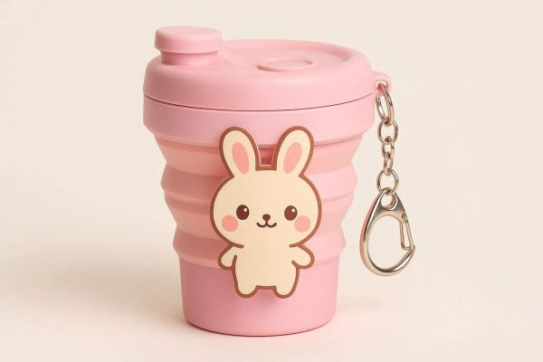 Cute Cartoon Animal Collapsible Cup Plastic Folding Travel Mug Portable Drinking Water Bottle Keychain For Kids Girls